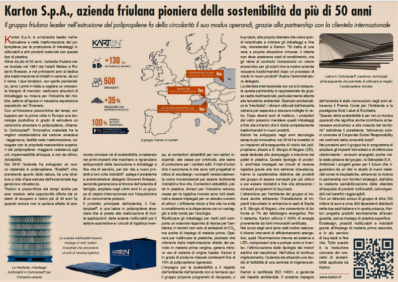 Karton is one of the sustainability excellences in the Italian plastics industry